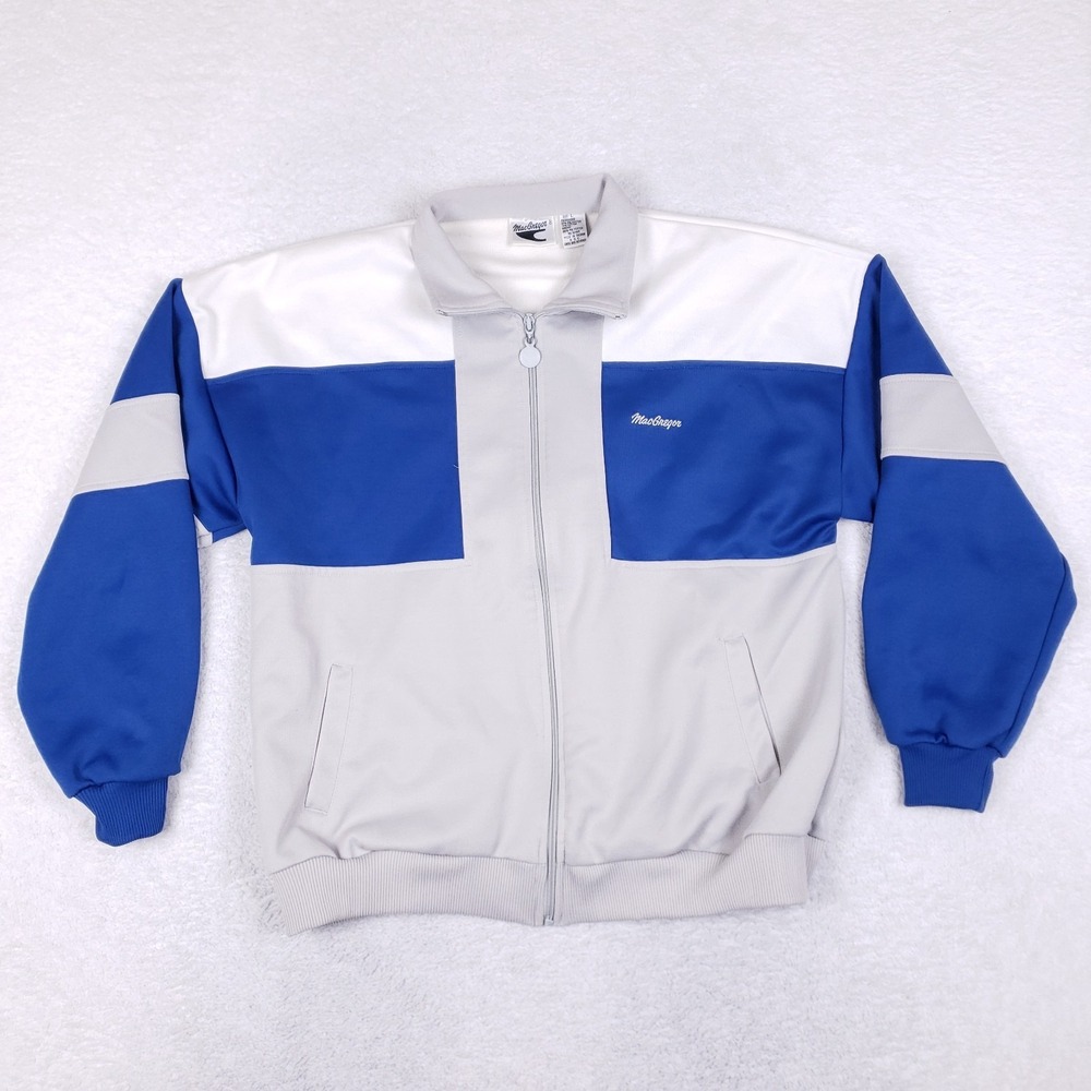 MacGregor Vintage 80s Colorblock Track Jacket Large Blue
